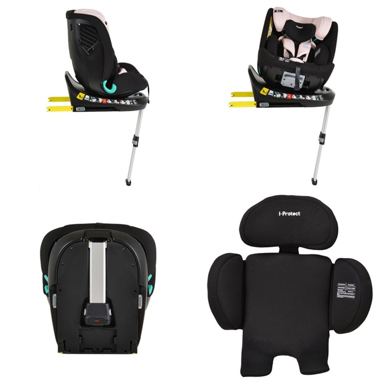 Cangaroo seggiolino bambini Hoku i-Size (40-150cm) gruppo 0/1/2/3 gamba sostegno, colorazione:rosa