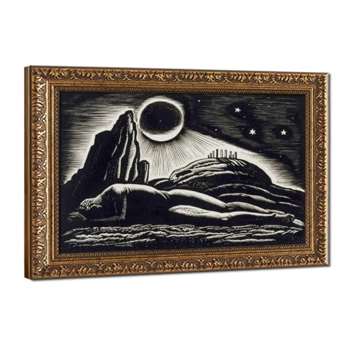 Impression de paysage symbolique Rockwell Kent Twilight of Man affiche vintage toile