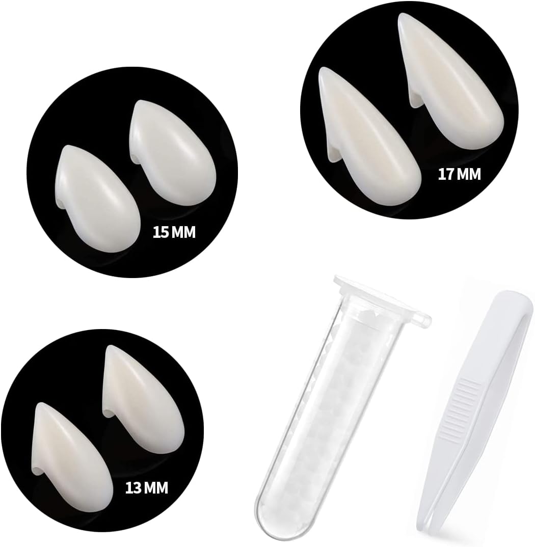 3 Pack Vampire Fangs Fake Teeth with Adhesive Tooth Kits, Halloween Cosplay Accessories Party Prop Decoration in 3 Sizes for Kids and Adults