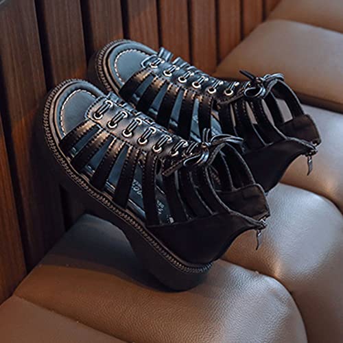 Girls Fashion Wedge Flatform Open Toe Solid Color Soft Sole Zipper Princess Shoes Cute Breathable Strappy Ankle Strap Sandals2