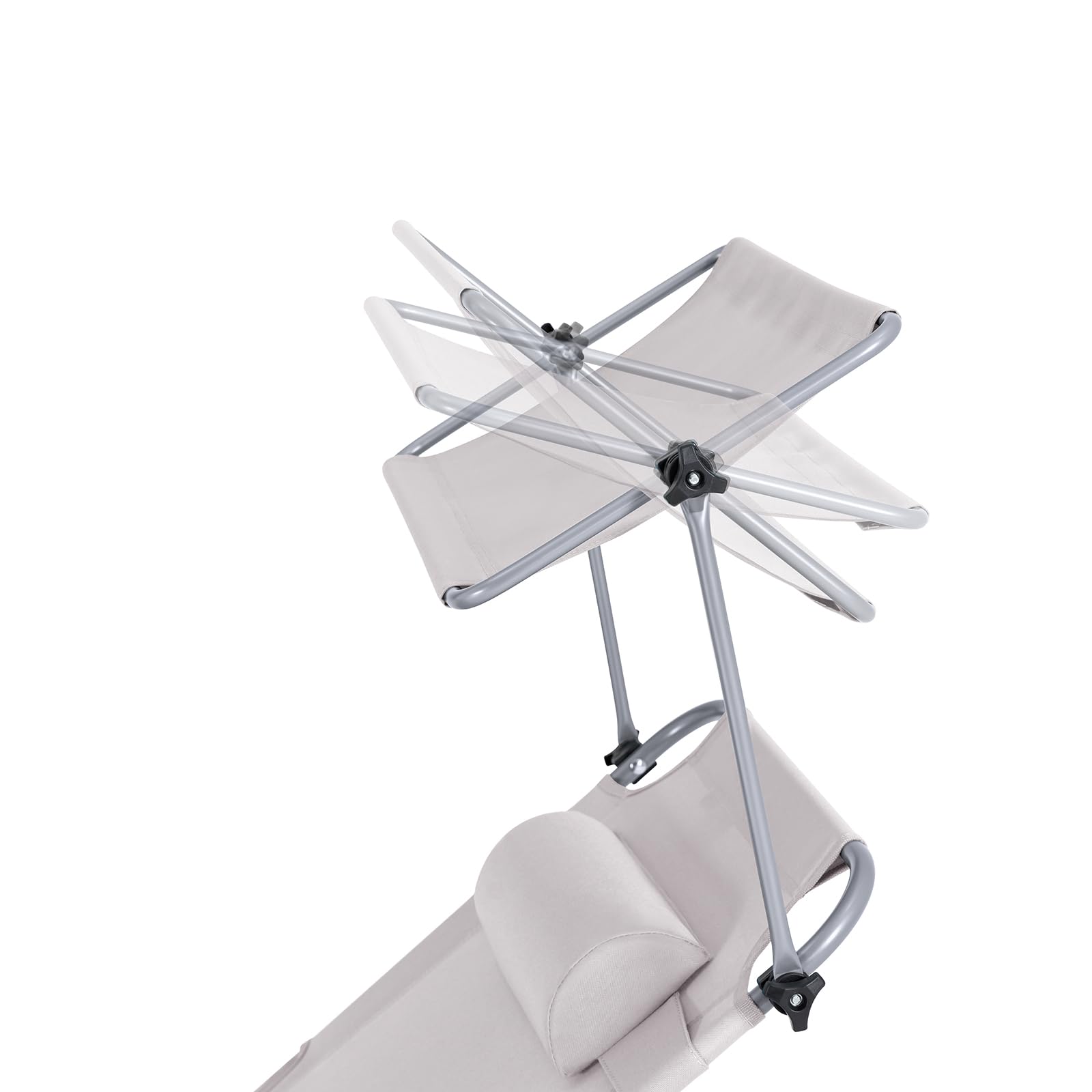 SoBuy Sdraio da Giardino Reclinabile Lettino Prendisole Pieghevole con Cuscino Tasca Laterale e Parasole Sedia Sdraio da Esterno per Patio Campeggio Spiaggia Beige 155x56x81cm OGS48-MI