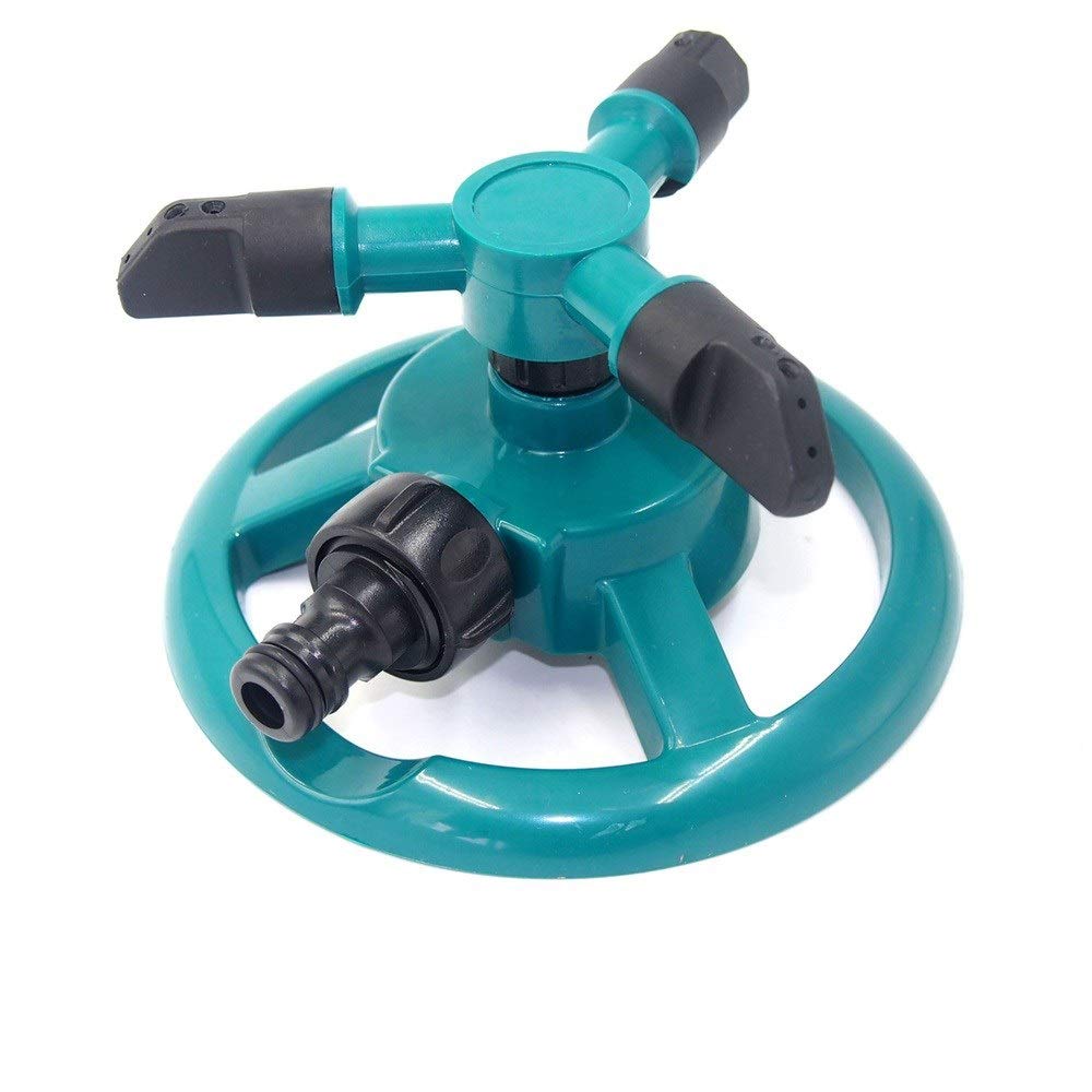 Gartensprinkler mit 3-Arm-Düsen Automatisch um 360 Grad drehbarer Rasensprenger Gartenbewässerungswerkzeuge Große Flächenabdeckung Wassersprinkler (Color : Green)
