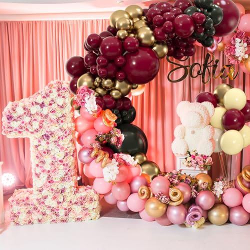 Image of Burgundy Balloons, 114pcs Different Sizes Matte Maroon Balloon Arch Kit, 18 /12 /10 /5Inch for Valentine's Day Anniversary Graduation Wedding Birthday Party Decor