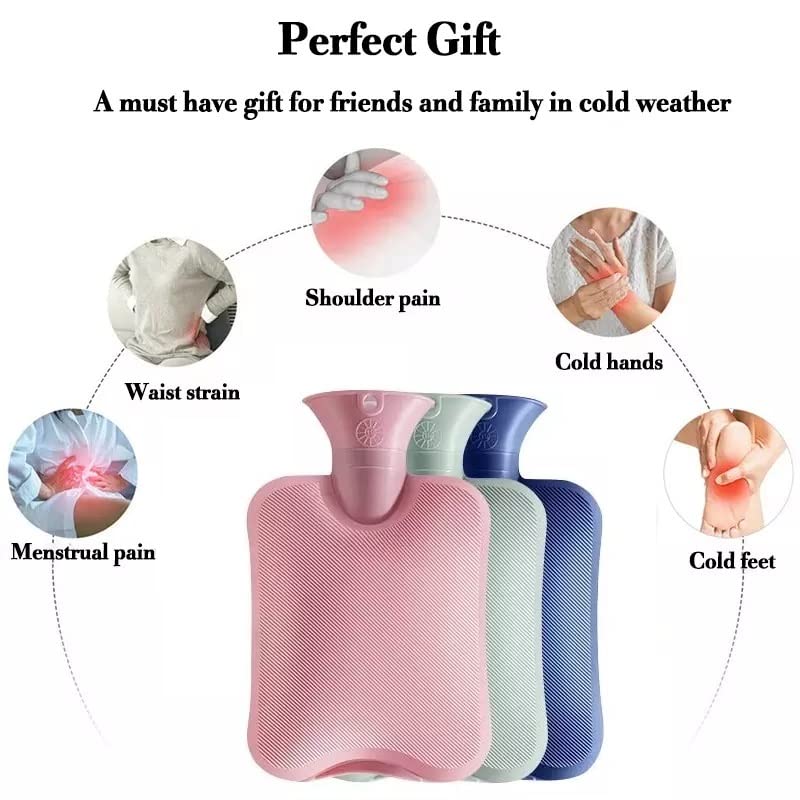 Giffy Premium PVC Made Hot Water Bag, BPA Free Heating Pad, Odorless Hot Water Bottle for Pain Relief, Period Pain, Muscle Cramps, 2 Litre Pink Pack of 1 2