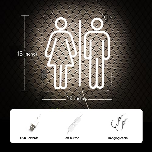 Image of Toilets Neon Signs for Wall Decor Neon Lights for Bedroom Led Business Signs Suitable for Washroom Restroom Christmas Birthday Party Unique Gift for Lover, 5V Power Adapter, 13*12 Inch(White)