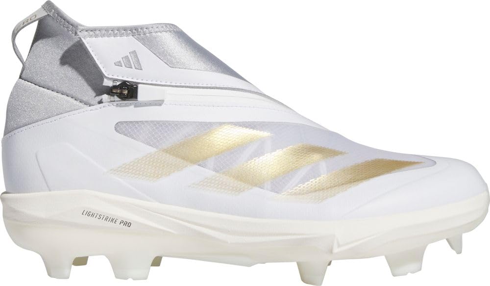 Photo 1 of adidas Mens Adizero Impact+ TPU BSB Baseball Shoe, White/Gold Metallic/Team Light Grey, 11