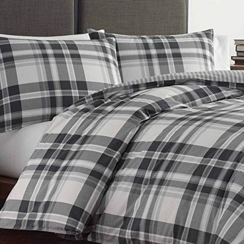 Image of Eddie Bauer - King Comforter Set, Cotton Reversible Bedding with Matching Shams, Plaid Home Decor for All Seasons (Coal Creek Grey, King)