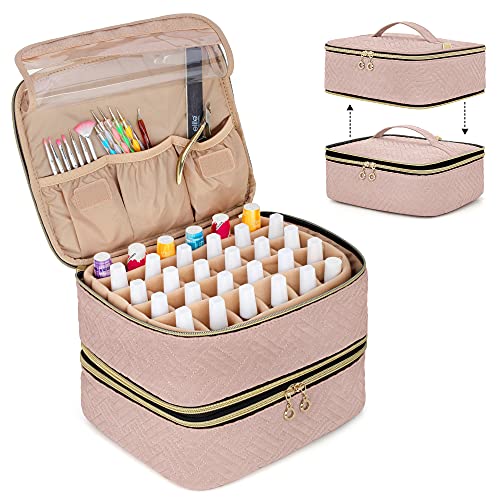 Luxja Organizer na lakier do paznokci, zdejmowany, 2-warstwowy pokrowiec na lakier do paznokci - pomieści 60 butelek (15 ml -...
