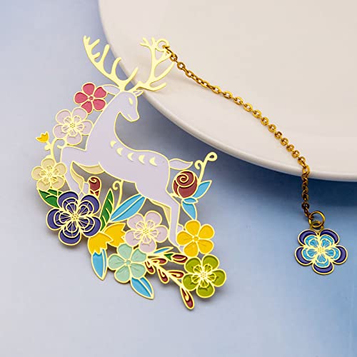 Segnalibro vintage in stile cinese con cervi di