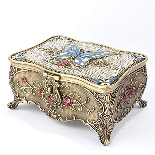 Boîte à bijoux de style européen retro diamond butterfly