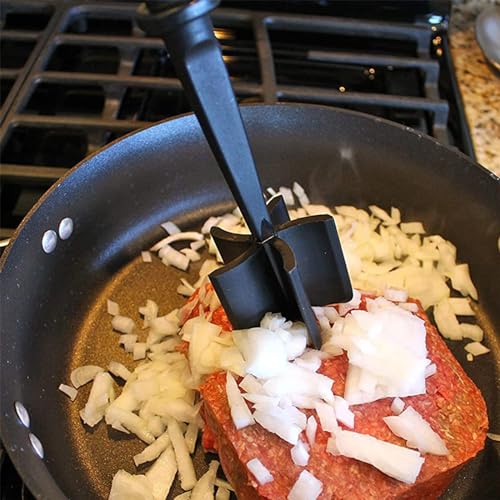 Soulnioi Potatoes Masher,Meat Chopper,Ground Beef Masher with 5-Blade Head,Heat-Resistant,Non-Stick Meat Masher for Hamburger Meat,Beef,Potatoes,Nylon Utensil Cookware Red - Image 4