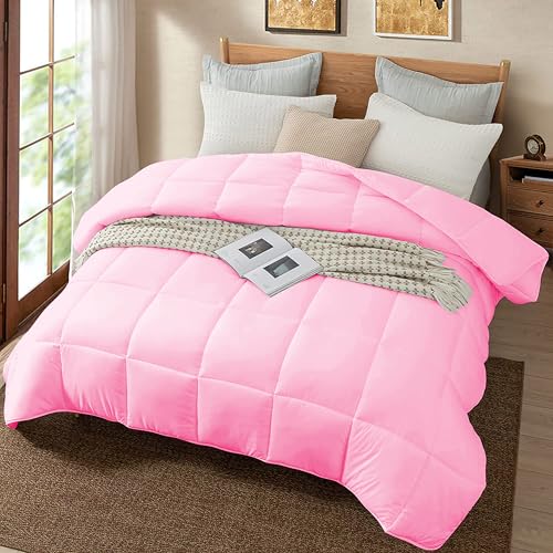 Image of Quilt for All Season 150 GSM Comforter Duvet /Ac Blanket Double Bed Soft Microfiber Lightweight (90'' X 100'' Inches) - Double Bed Comforter - Baby Pink Color