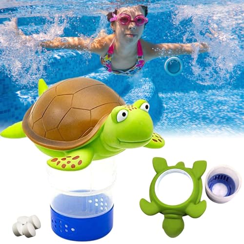 Schildkröte Chlordosierschwimmer | Krokodil Pool Dosierschwimmer Für 1- Und 3-Zoll-Tabletten | Dosierung Pool Chemischen Spender | Chlor Dosierer Chemikalien Spender Für Alle Tabs Und Chlortabletten