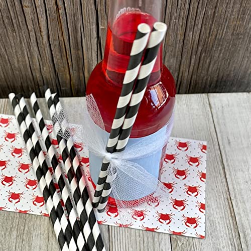 Pitillos de papel rayados negro blanco 19.69 cm pack 50 miniatura 7