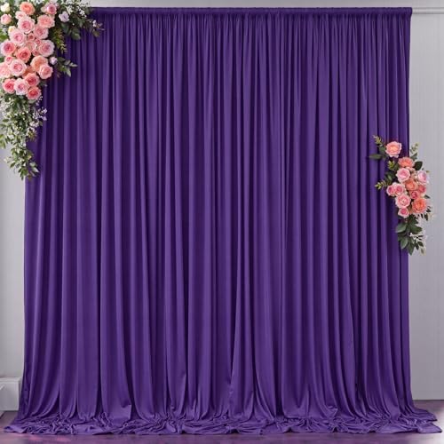 10 ft x 10 ft Wrinkle Free Purple Backdrop Curtain for Parties Polyester Purple Photo Backdrop Drapes for Wedding Birthday Girls Party Mermaid Baby Shower 5ft x 10ft 2 Panels