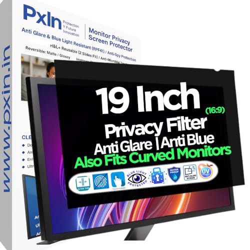 Image of PxIn 19 Inch (16:9) Monitor Eye Comfort Shield with Adv Privacy | Anti-Glare | No UV | Anti Blue | Monitor Privacy Filter
