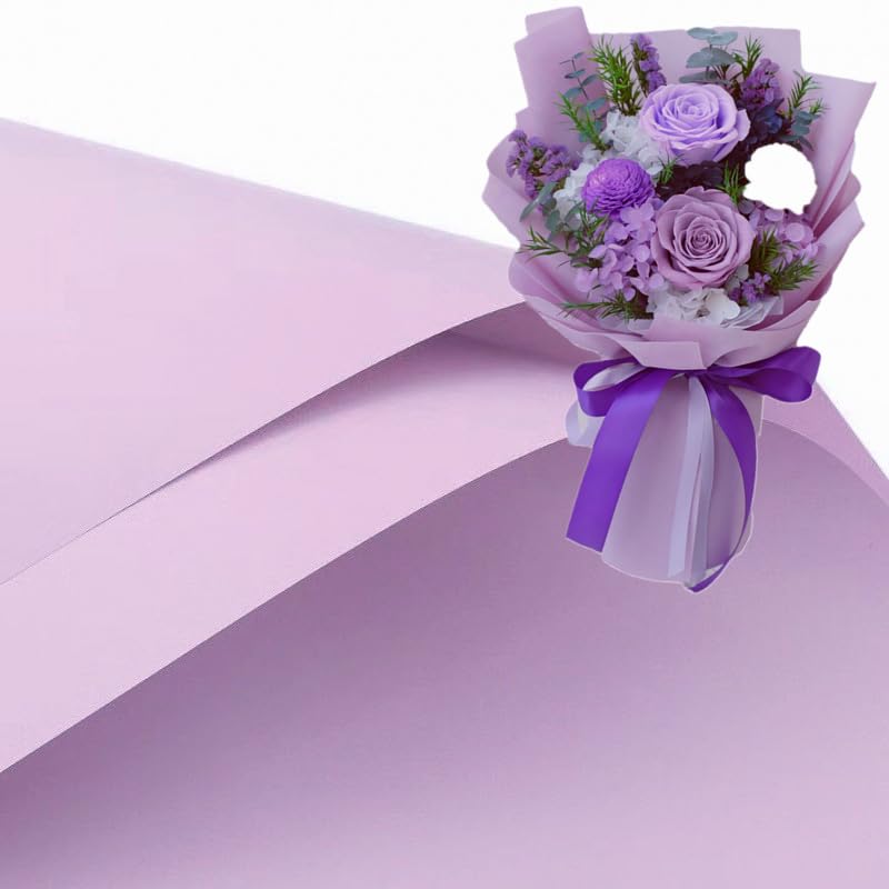 XICHEN 20 Sheets/Korean style waterproof Colors Flower Wrapping Paper,Florist Bouquet Paper,DIY Crafts,gift wrapping paper ouya paper58 x 58cm/22.8x 22.8 inch (Romantic Purple)