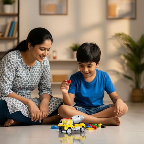 Image of STEM Construction Vehicle Building Blocks Set (83 Pcs) | DIY Cement Truck Toy for Kids 7+ Years (Boys & Girls) | Educational Engineering Toy | Creativity & Problem Solving