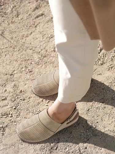 Image of TEMOFON Shoes for Women Clogs Sandals: Comfortable Closed Toe Wedge Shoes Sling-Back Walking Mules with Arch Support