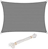 WOLTU Sonnensegel Rechteck 2,5x4m Grau atmungsaktiv Sonnenschutz HDPE Windschutz mit UV Schutz für Garten Terrasse Camping