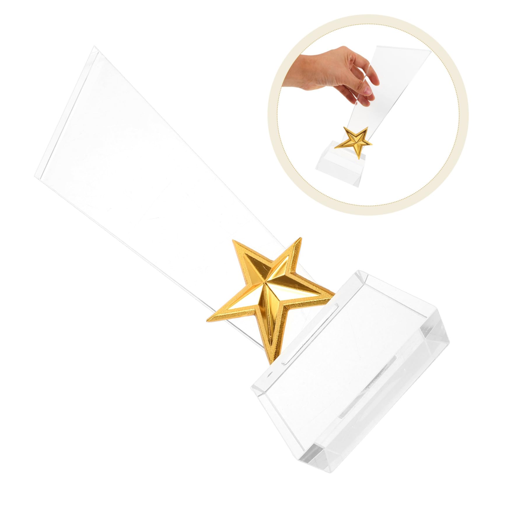 UPKOCH Kreativer Kristall Siegertrophäe mit 3D-fünf Sterne Form aus Metall Luxuriöser Glanz Glatte Oberfläche für Sport Turnier und Abschlussfeier Auszeichnungen