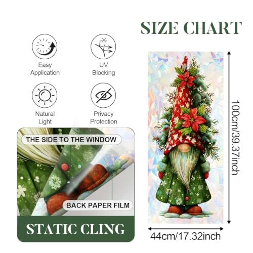 Image of Christmas Gnome Tomte Holographic Window Film 17.32x39.37in Cling