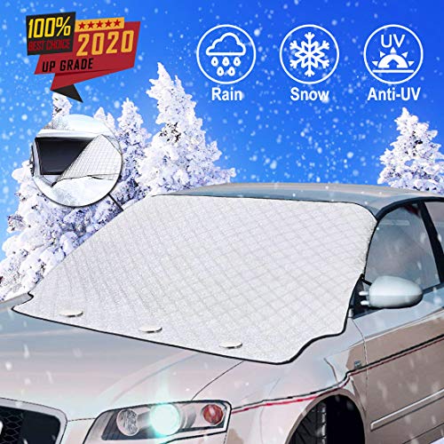 Luxital Windshield Sunshade Protector, Snow Cover with Magnetic Edges Keeps Car Cooler & Snow Off Fits for Most Vehicle …