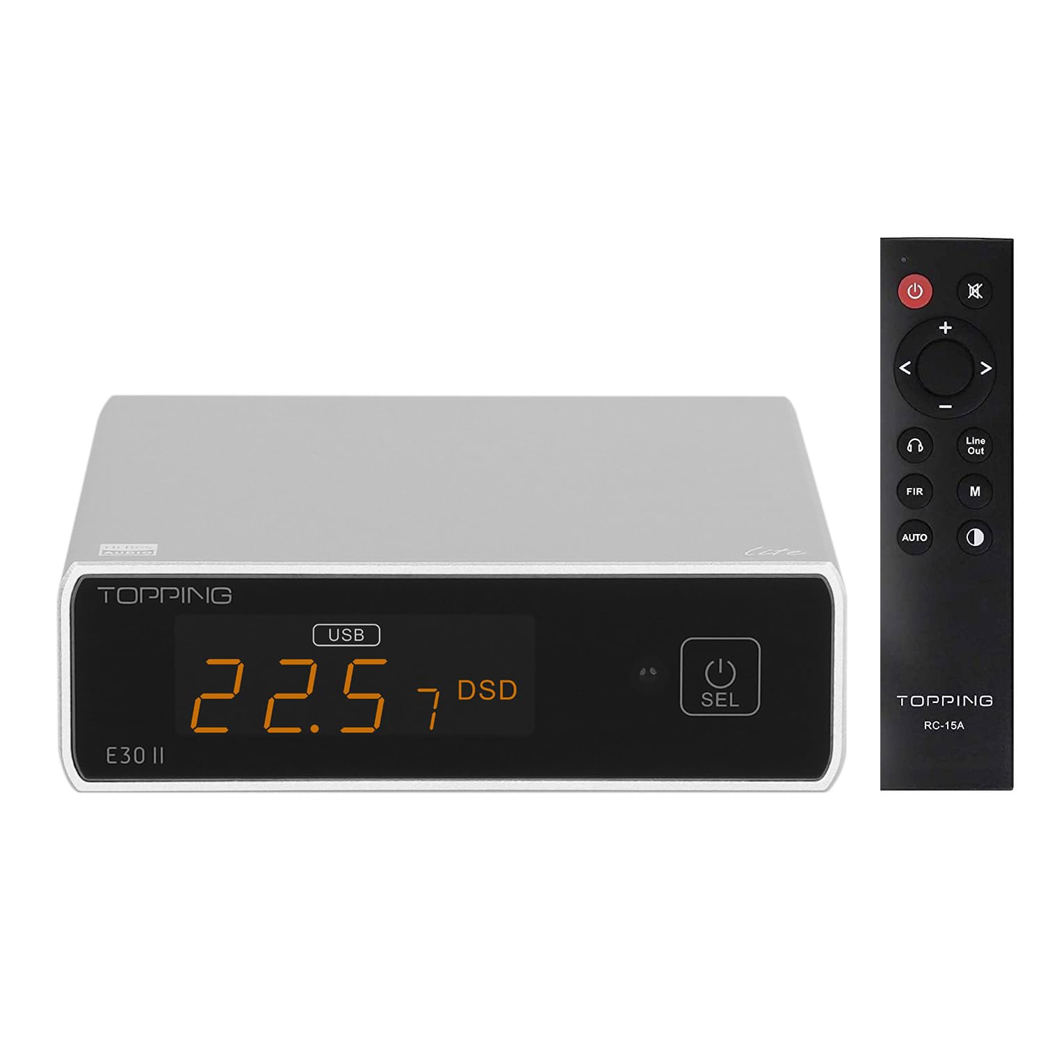 Topping E30II lite DAC Preamp - AK4493S Hi-Res XMOS XU208 DAC 32Bit/768kHz DSD512 DSD Direct Mode for USB/Coax/Opt Inputs RCA HiFi Stereo Digital