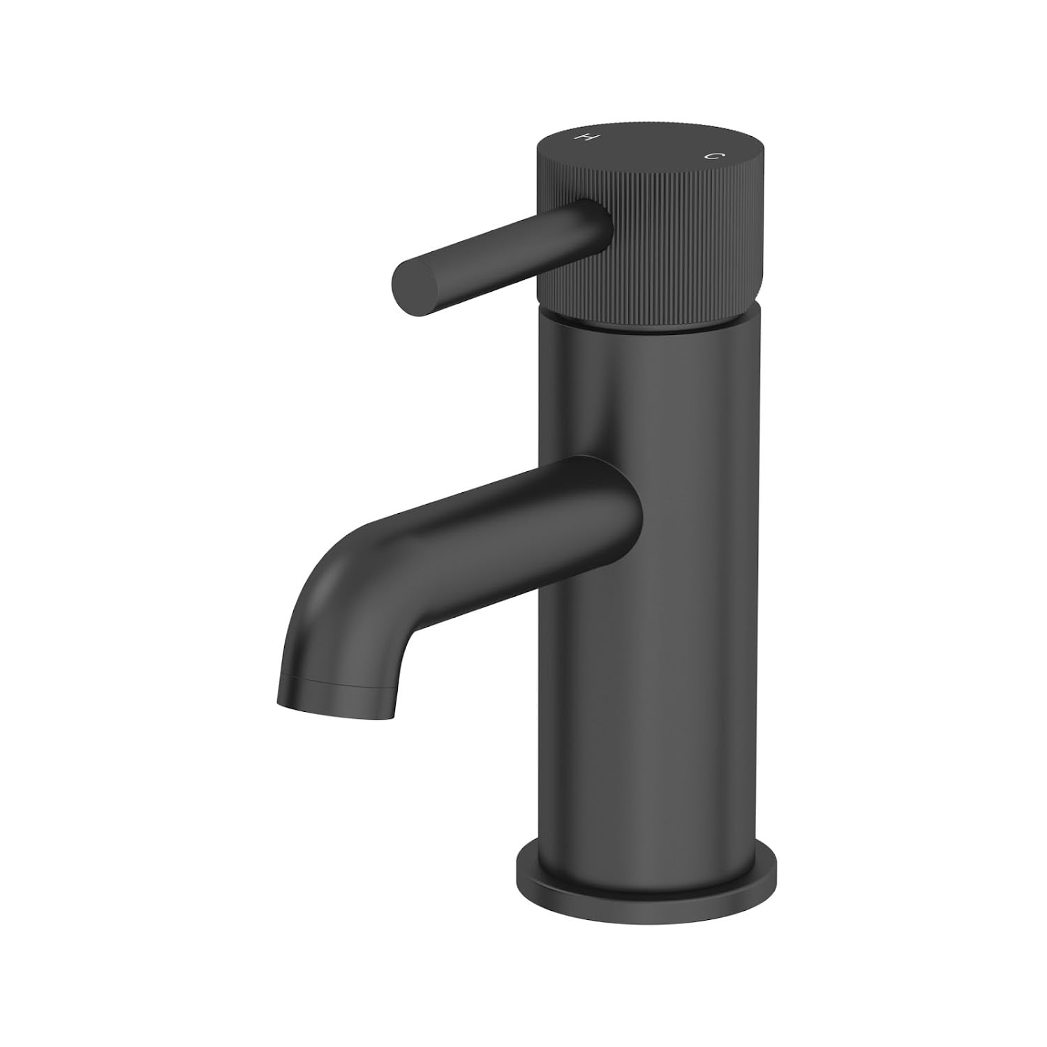 Architeckt Black Architeckt® Fluted Bathroom Basin Sink Mixer Tap Modern Mono Round Single Lever Handle Faucet For Sinks, Matt