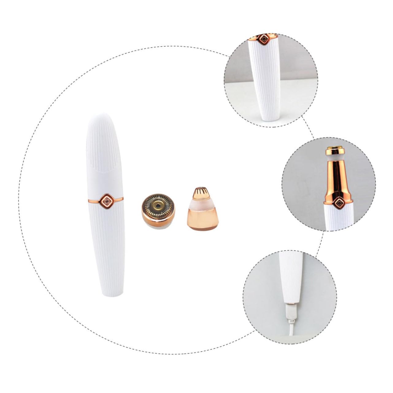 Hohopeti 4 Pezzi Rasoio Elettrico per Donne Epilatore Sopracciglia e Strumento Rimozione Portatile Bianco con Doppia per Depilazione Liscia e Facile Usare per Viaggi e Utilizzo