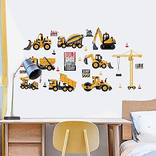WandSticker4U®- Wandtattoo BAGGER Kinder I Wandbilder: 85x44 cm I Wandsticker Kinderzimmer Junge Baustelle Baumaschinen Traktor Fahrzeuge LKW Auto Aufkleber I Wand Deko für Jungenzimmer - Image 6