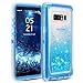 Galaxy Note 8 Case, Dexnor Glitter 3D Bling Sparkle Flowing Quicksand Liquid Bumper Clear 3 in 1 Shockproof TPU Silicone + PC Heavy Duty Protective Defender Cover for Samsung Galaxy Note 8 - Blue