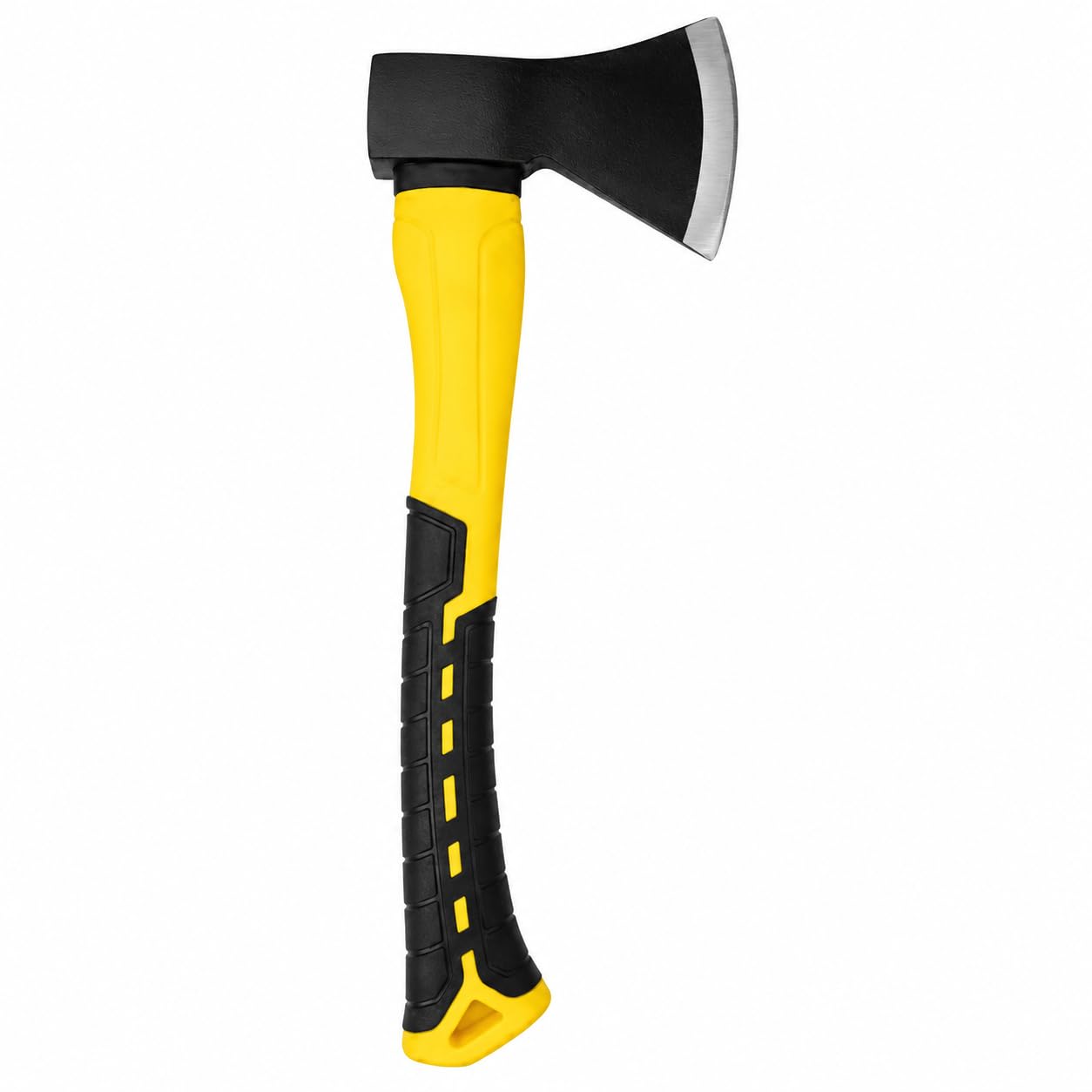 Camping Hatchet Axe with Fiberglass Handle | Heavy Duty Survival Axe for Wood Chopping, Firewood Splitting, Gardening, Hiking & Outdoor Activities | 5 Inch Sharp Blade | Yellow & Black-image-1