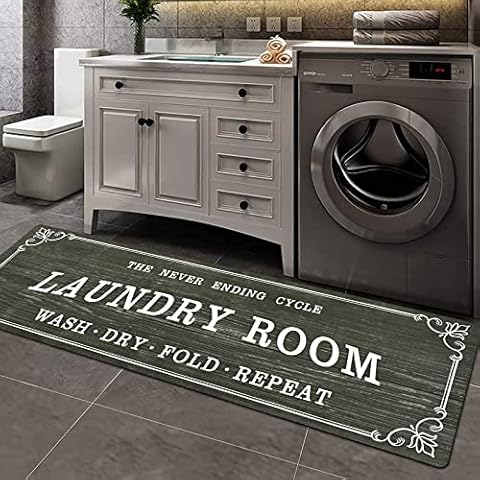 ASPMIZ Laundry Room Rug, Non Slip Farmhouse Laundry Mats Kitchen Floor Mat, Waterproof Rubber Runner Rug for Laundry Room Mudroom Kitchen Washroom Entryway, Laundry Decor Area Rug, 19.7 x 59.1 Inch Cover