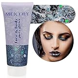 MEICOLY Black Glitter, Professional Body Paint, Mermaid Sequins Eye Glitter for Halloween Cosplay SFX Makeup, Chunky Face Gel for Women and Kids, 50ml