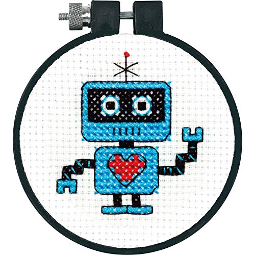 Image of Dimensions Learn-A-Craft Robot Mini Counted Cross Stitch Kit for Beginners, 3''