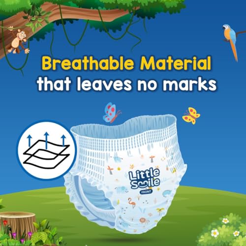 Image of Baby Diapers Pant Style | Size - S - 76 (Pack of 2) | Odorless and Antibacterial Layer with Urine Indicator (152 Pieces)