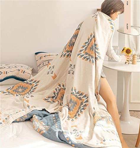 Image of MSGKV Fall Cotton Muslin Boho Throw Blanket 60 inchx80 inch for Couch Bed