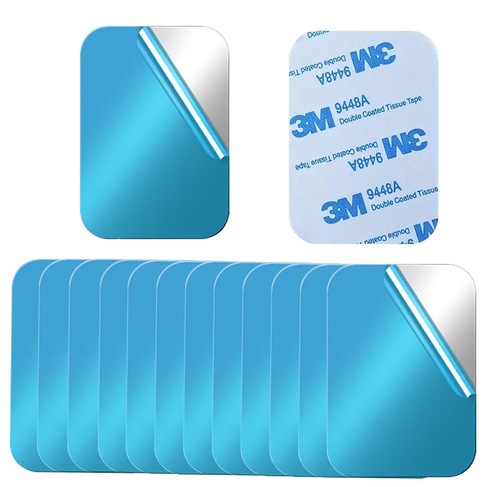 スチールプレート 12枚 マグネット補助板 金属プレート 吸着用 ステンレスプレート 磁石 板 壁に貼るマグネットシート 強力吸着力 3M強力テープ付き (12枚 45*65*0.4mm)