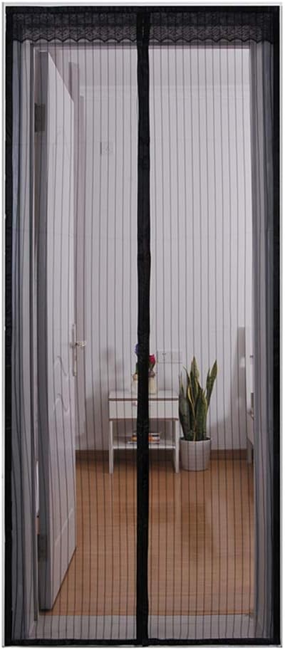 Magnetic Fly Screen Door, Heavy Duty Mesh Screen Magic Paste Mounting without Drilling for Balcony Sliding Doors Living Room Children's Room,Black,100x200cm(39x79inch)
