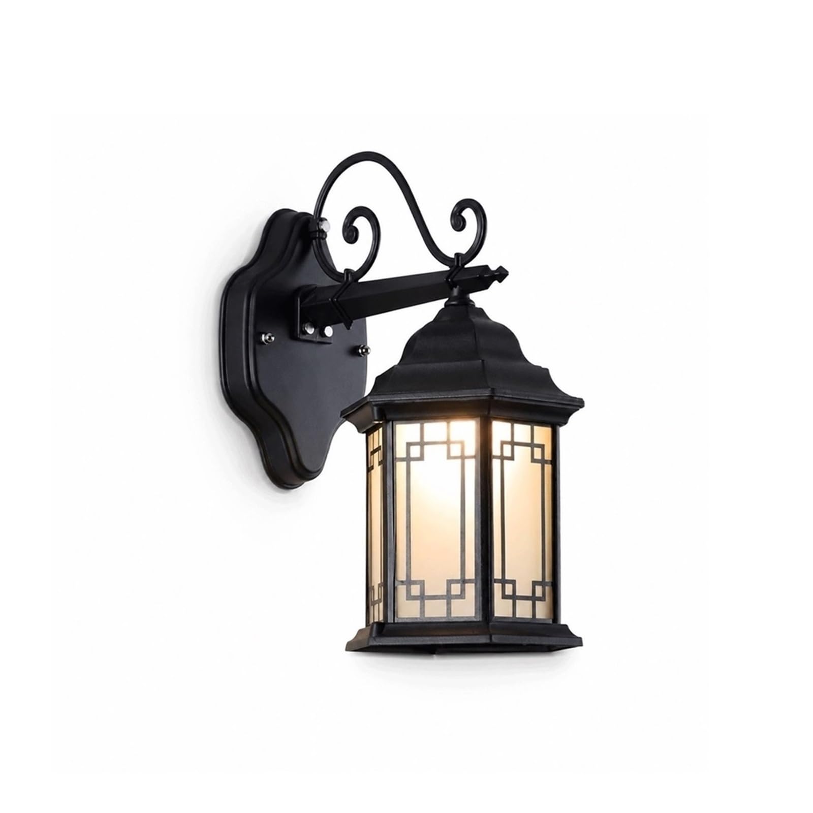 OZBMA Waterproof Die-Cast Aluminum Exterior Sconce with Glass Shade, European Outdoor Wall Light, Black Lantern, Hardwired Warm Light Porch Lighting Fixtures for Patio Garden Gate Threshold