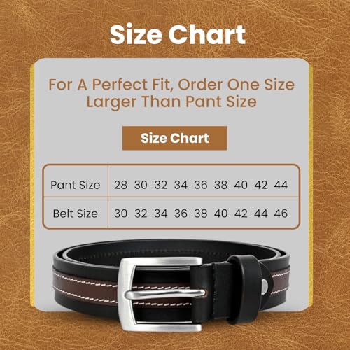 Image of Genuine Leather Belt for Men - Adjustable Waistband Belt for Jeans & Dress Pants Zinc Casted Buckle - Formal & Casual