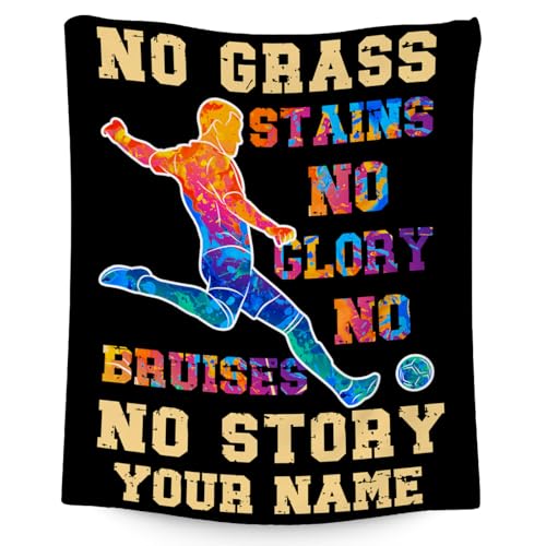 Mercuryelf Custom Soccer Throw Blanket - Soft, Fuzzy & Warm - 30x40 Inches Small Blankets for Lap, Crib - Black Inspirational Sports Throws Gift for Soccer Lovers