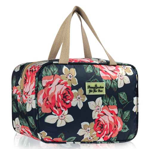 Aucuu Neceser Mujeres, Neceser de Viaje, Bolsa de Cosméticos Impermeable, Bolsa de Maquillaje Portátiles, Bolsa Aseo señora, para Uso Diario Viaje-Rosa