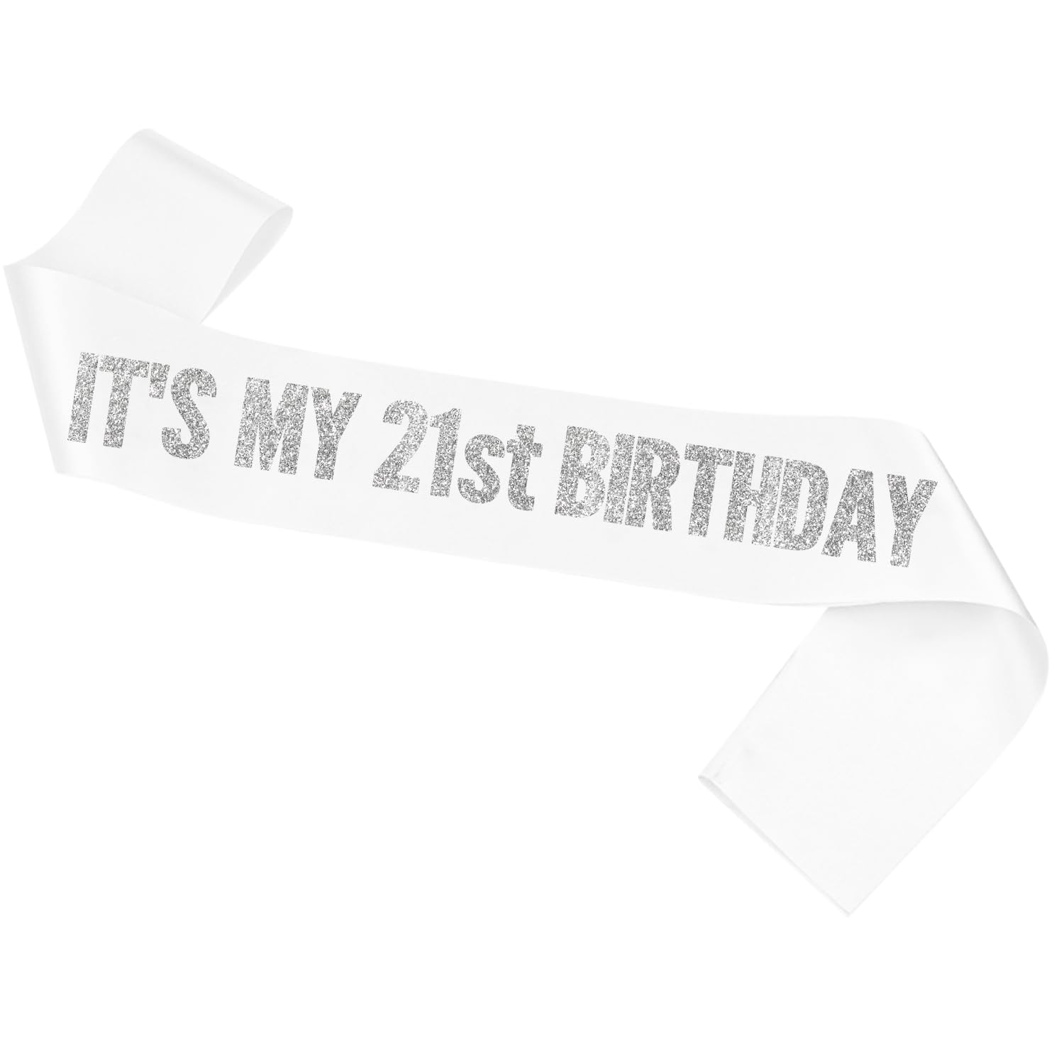 White It's My 21st Birthday Sash Funny 21st Birthday Sash 21st Birthday Gifts for Girls with Glitter Letter Silver