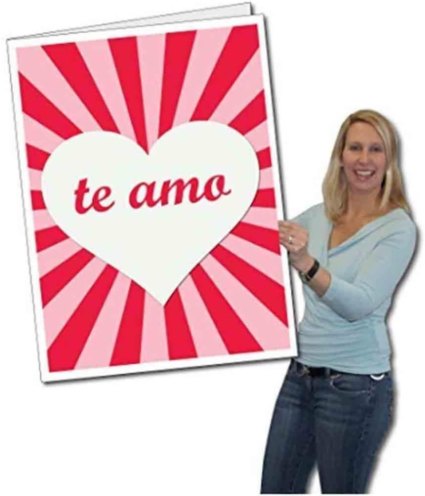 VictoryStore Jumbo Greeting Cards: Giant Valentine's Day Card (Spanish Quote with Heart), 2 feet x 3 feet Card with Envelop