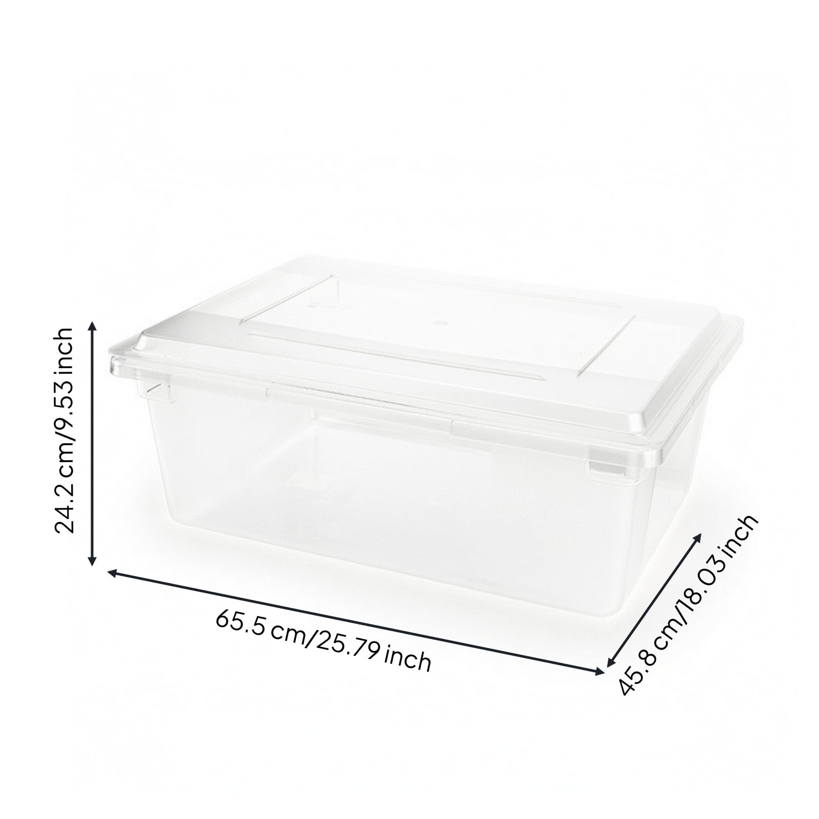 Gralara Contenitore Alimentare Trasparente Resistente Contenitore Impilabile con Coperchio Spesso Contenitori per Frigorifero, Cucina, 65.5cm X 45.8cm X 24.2cm, Contenitore Rettangolare Grande Alto