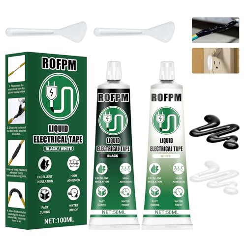 2PCS Colle de Ruban Isolant Liquide, Noir + Blanc, Revêtement en Caoutchouc Isolant, Liquid Electrical Tape, Résistant aux Hautes Températures pour isolation des...