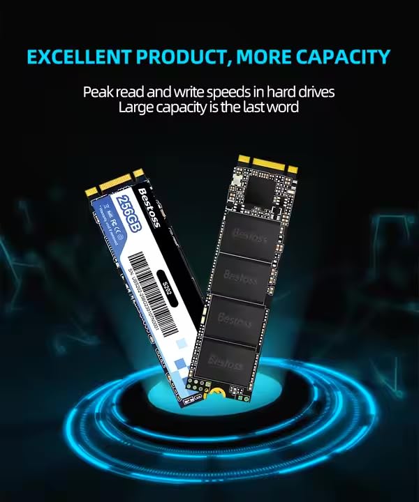Bestoss Internal SSD 1TB, M.2 SATA SSD 3.0 6Gb/s, High-Speed 3D