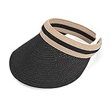 MK MATT KEELY Women's Visor Summer Lady Sun Hat Wide Brim Straw Cap Black